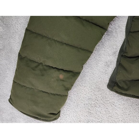 Snobbish Puffer Jacket Womens Large Olive Green Black Faux Fur Hooded Full Zip - Picture 11 of 16